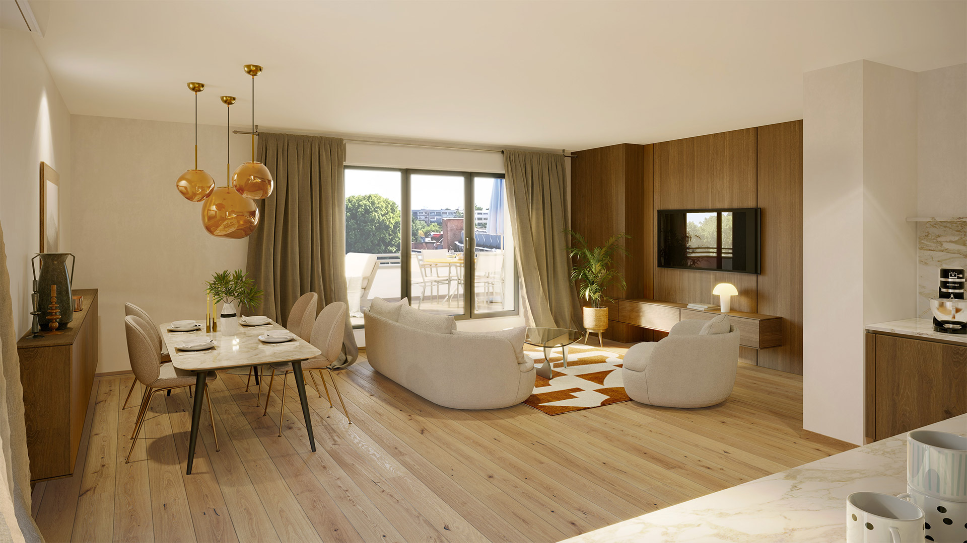 Salon spacieux et lumineux d'un appartement de la résidence L'Épicentre à Wattignies